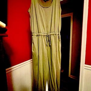 Olive green jump suit.